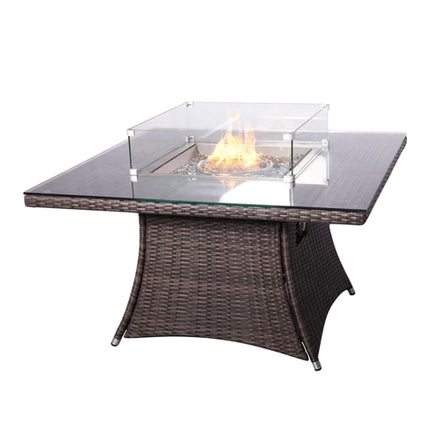 Direct Wicker Outdoor Rattan 50,000BTU Propane Gas Fire Pit Table