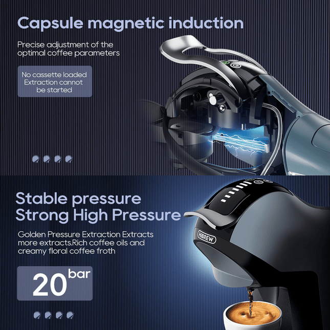 PSH17  4-in-1 Capsule Coffee Maker with 1400W Power, 20Bar Pressure,