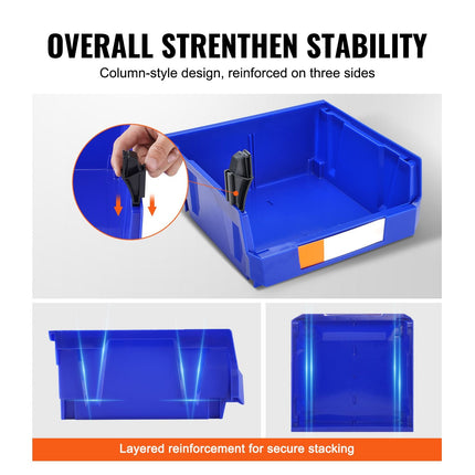 Plastic Storage Bin, (11-Inch x 11-Inch x 5-Inch), Hanging Stackable