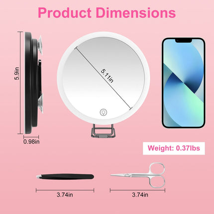 30X Magnifying Mirror With Light 3 Colors Dimmable Brightness Included
