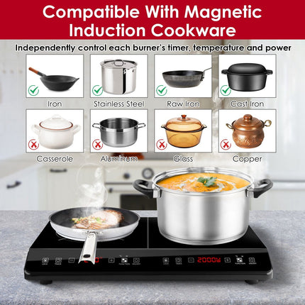 4000W Induction Cooktop Portable Double Induction Cooker Electric Dual