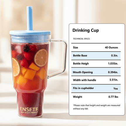 40oz Tritan BPA-Free Large Tumbler with Straw & Handle Reusable Water