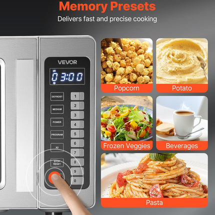 Countertop Microwave Oven, 0.9 Cu Ft, 1000W Digital Stainless Steel