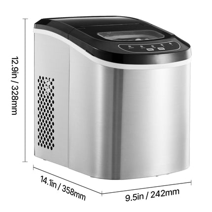 Countertop Ice Maker, 9 Cubes Ready in 6 Mins, 33lbs in 24Hrs,