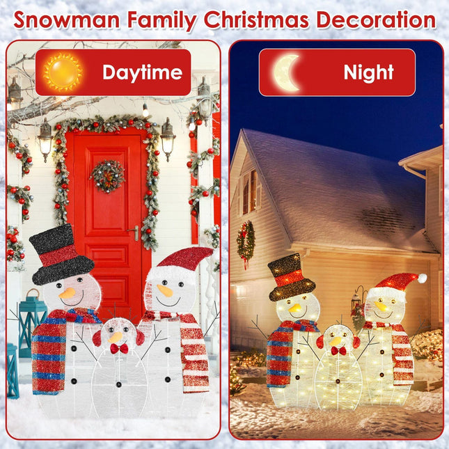 3-Piece Christmas Snowman Family Decorations (Father/Mother/Baby), 2D