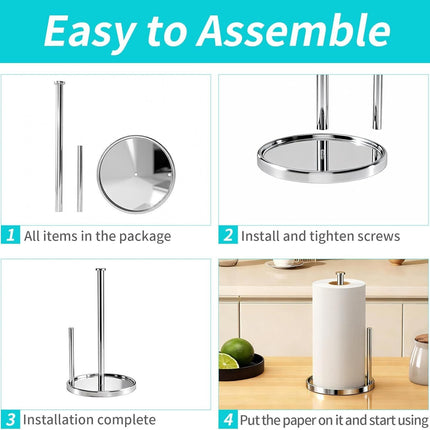 Paper Towel Holder Countertop, Standing Paper Roll Holder with Anti