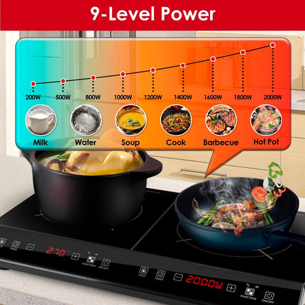 4000W Induction Cooktop Portable Double Induction Cooker Electric Dual