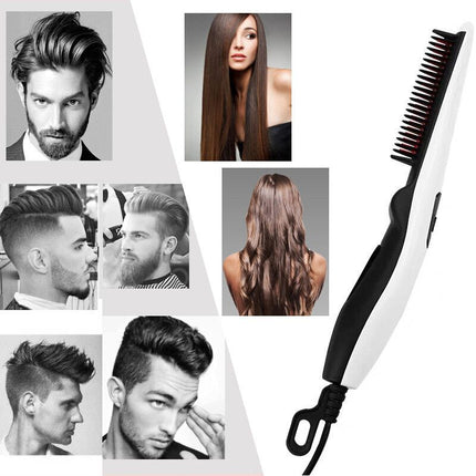 Fast Heated Electric Straight Hair Comb Beard Straightner Brush Styler
