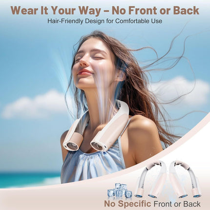 Portable Neck Fan with 6 Powerful Speeds, 8000mAh Battery Operated