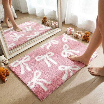 Bow Coquette Cute Bath Mat (20 X 32 Inch) – Non-Slip Absorbent