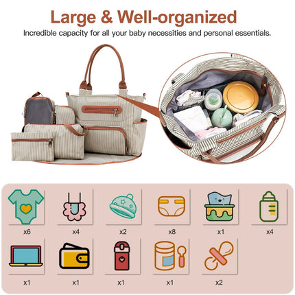 8Pcs Baby Nappy Diaper Bags Set for Mom Dad Mummy Handbags