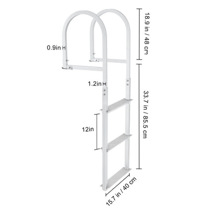 Dock Ladder, Removable 3 Steps, 500 lbs Load Capacity, Aluminum Alloy