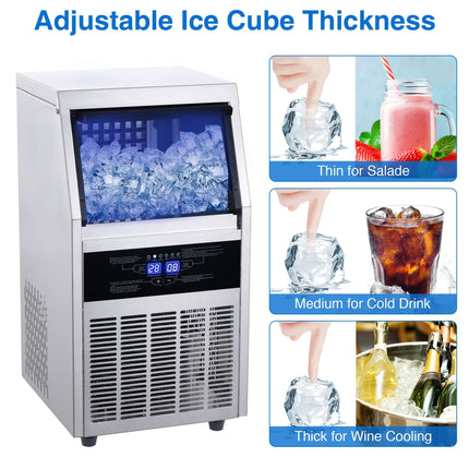 Commercial Ice Maker Machine, 90/110LBS/24H Under Counter Ice Maker,