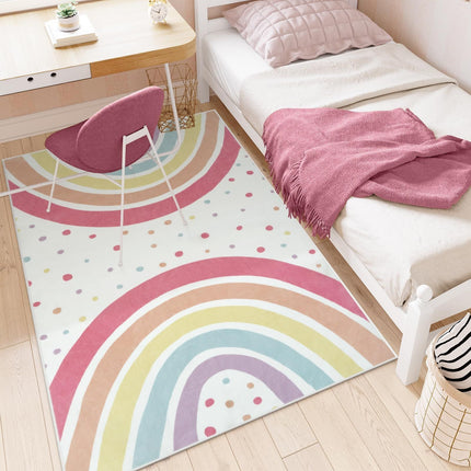 Washable Rainbow Rug for Girl Nursery, Small Rug 3X 5 Colorful Area