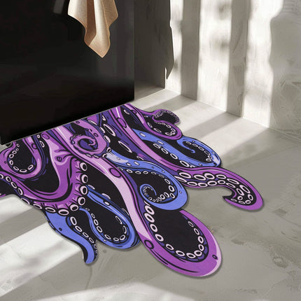 Octopus Bathroom Rug Non-Slip Mat -, Microfiber Absorbent Octopus Rug