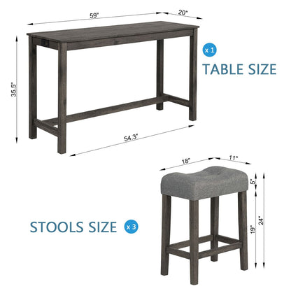 4 Piece Bar Table Set with Power Outlet,Bar Table Set with Chairs,Sofa