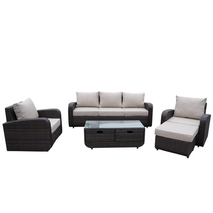 Direct Wicker 5-Piece Outdoor Rattan Furniture Patio Conversation Set
