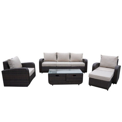 Direct Wicker 5-Piece Outdoor Rattan Furniture Patio Conversation Set