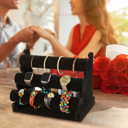 3-Tier Velvet Jewelry Stand Removable Bracelet Holder Watch Jewelry
