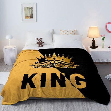 King with Crown Blanket Flannel Soft Plush Fleece Towel Quilt for