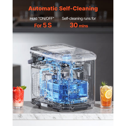Countertop Ice Maker, 9 Cubes Ready in 6 Mins, 26lbs in 24Hrs,