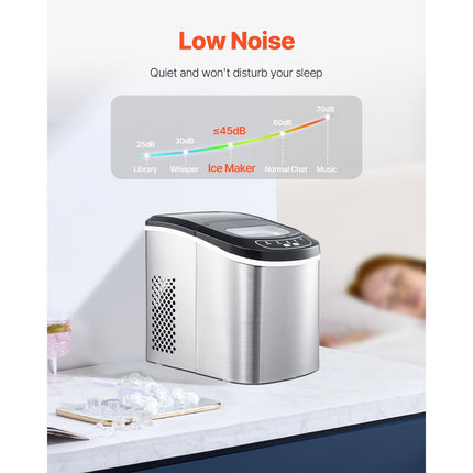 Countertop Ice Maker, 9 Cubes Ready in 6 Mins, 33lbs in 24Hrs,