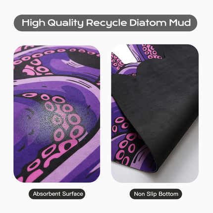 Octopus Bathroom Rug Non-Slip Mat -, Microfiber Absorbent Octopus Rug