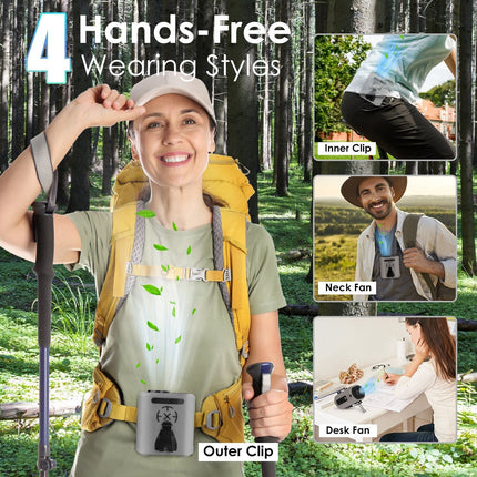 5 In 1 Portable Waist Clip Fan With 5 Speeds Flashlight 10000mAh