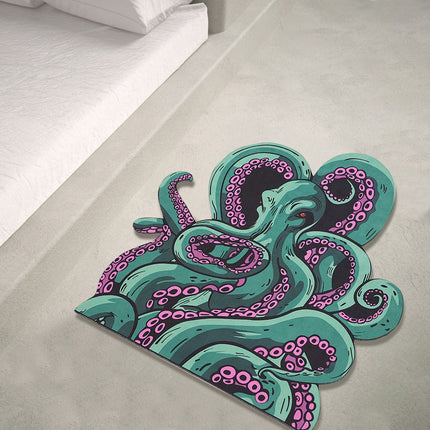 Octopus Bathroom Rug Non-Slip Mat -, Microfiber Absorbent Octopus Rug