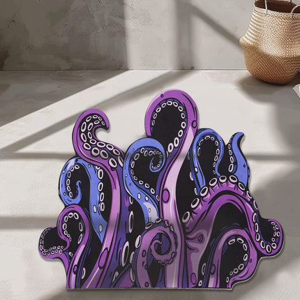 Octopus Bathroom Rug Non-Slip Mat -, Microfiber Absorbent Octopus Rug