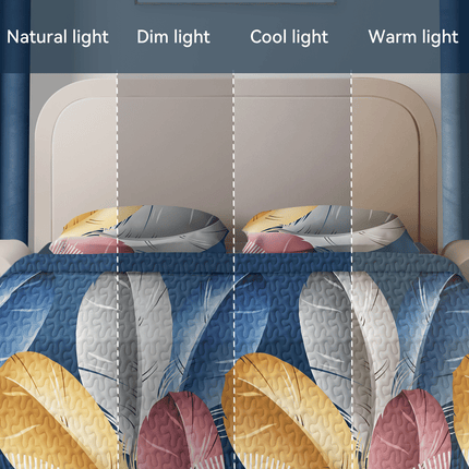 9-Piece Feather Print Bedding & Curtain Set (Queen/King/Cal King) -