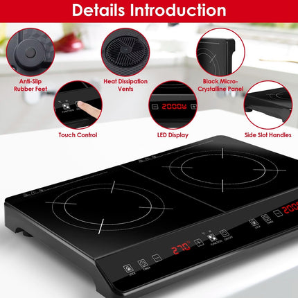 4000W Induction Cooktop Portable Double Induction Cooker Electric Dual