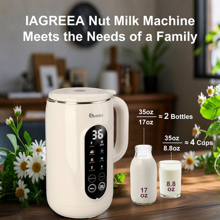IAGREEA 8 in 1 Nut Milk Maker Machine Stainless Steel Lid BPA Free for