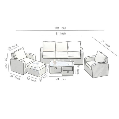 Direct Wicker 5-Piece Outdoor Rattan Furniture Patio Conversation Set
