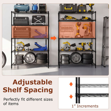 5-Tier Metal Storage Shelving Unit with V-Shaped Wire Rack
