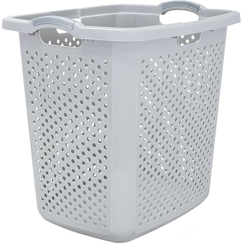 2.5 Bushel Extra Large Plastic Laundry Hamper, Soft Silver, Adult /
