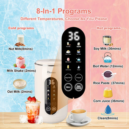 IAGREEA 8 in 1 Nut Milk Maker Machine Stainless Steel Lid BPA Free for