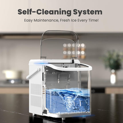 Countertop Ice Maker with Handle, 26lbs/24H Portable Ice Machine, 9