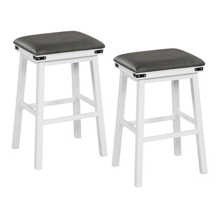 Set of 2 24/30 Inch Dining Bar Stool with Acacia Wood Frame