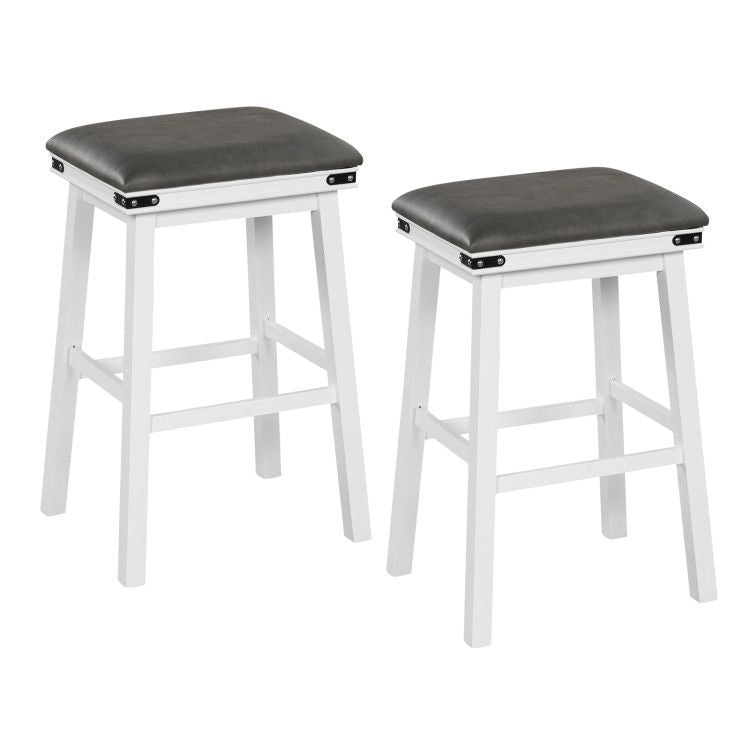 Set of 2 24/30 Inch Dining Bar Stool with Acacia Wood Frame
