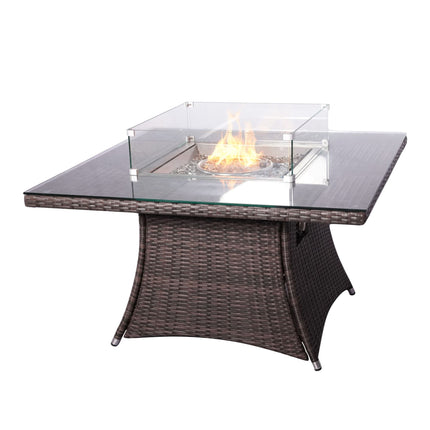 Direct Wicker Outdoor Rattan 50,000BTU Propane Gas Fire Pit Table