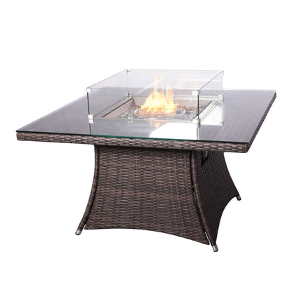 Direct Wicker Outdoor Rattan 50,000BTU Propane Gas Fire Pit Table