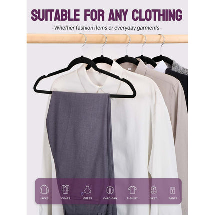 60 Pack, Premium Clothes Hangers Non-Slip Felt Hangers, Sturdy Black