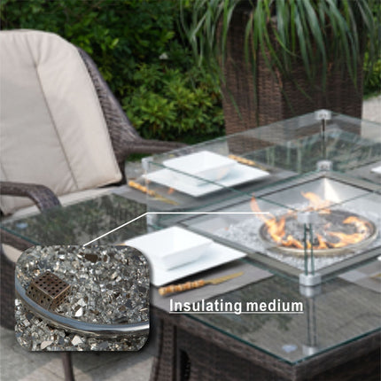 Direct Wicker Outdoor Rattan 50,000BTU Propane Gas Fire Pit Table