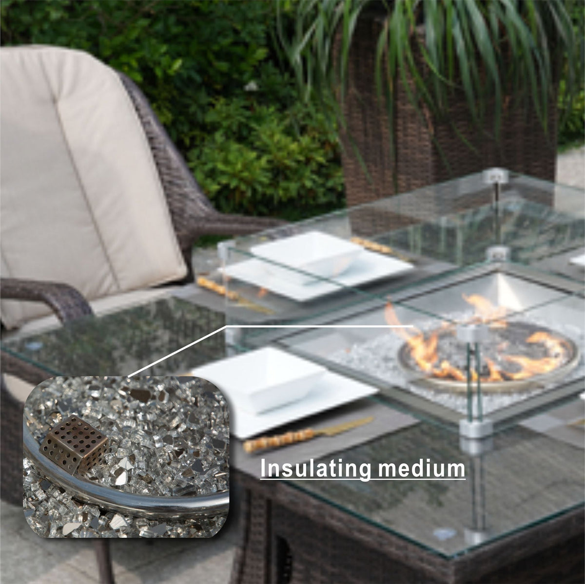 Direct Wicker Outdoor Rattan 50,000BTU Propane Gas Fire Pit Table