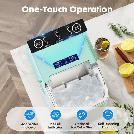 Countertop Ice Maker with Handle, 26lbs/24H Portable Ice Machine, 9