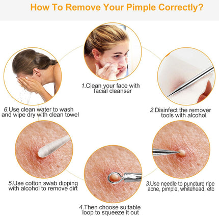 7 Pcs Blackhead Remover Kit Stainless Steel Pimple Comedone Acne