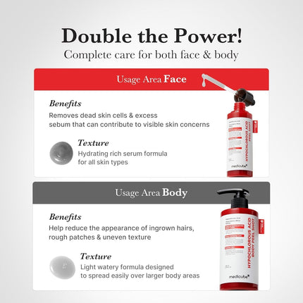 medicube Hypochlorous Acid Peel Shot Duo for Face & Body: Hypochlorous