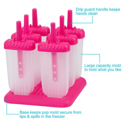 6Pcs Popsicle Molds Reusable Ice Cream DIY Ice Pop Maker Ice Bar Maker