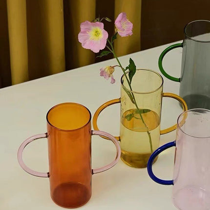 Dual-handle Dopamine Glass Flower Vase - Whimsical Table Setting